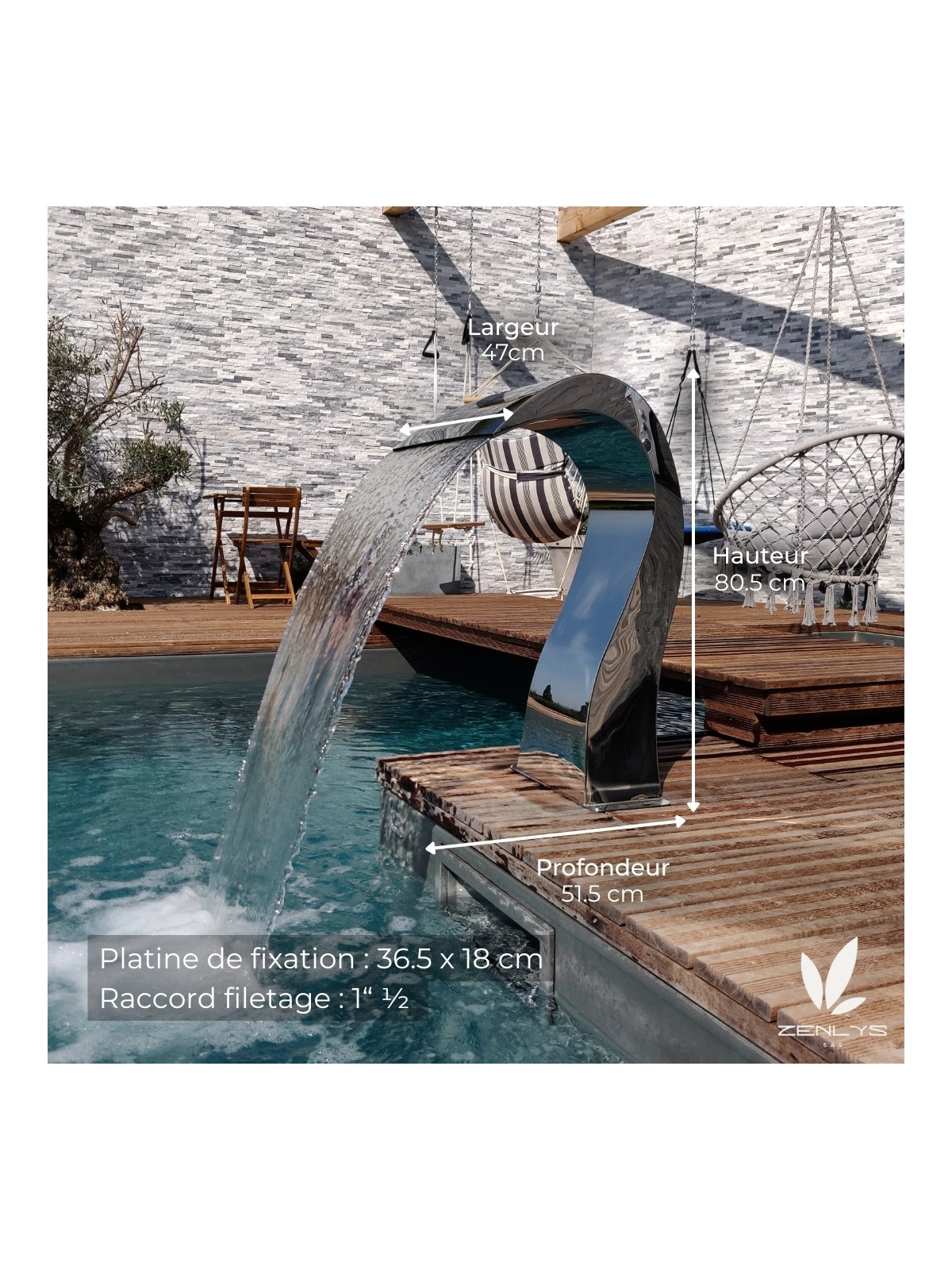 Cascade Demi Coeur H80.5cm