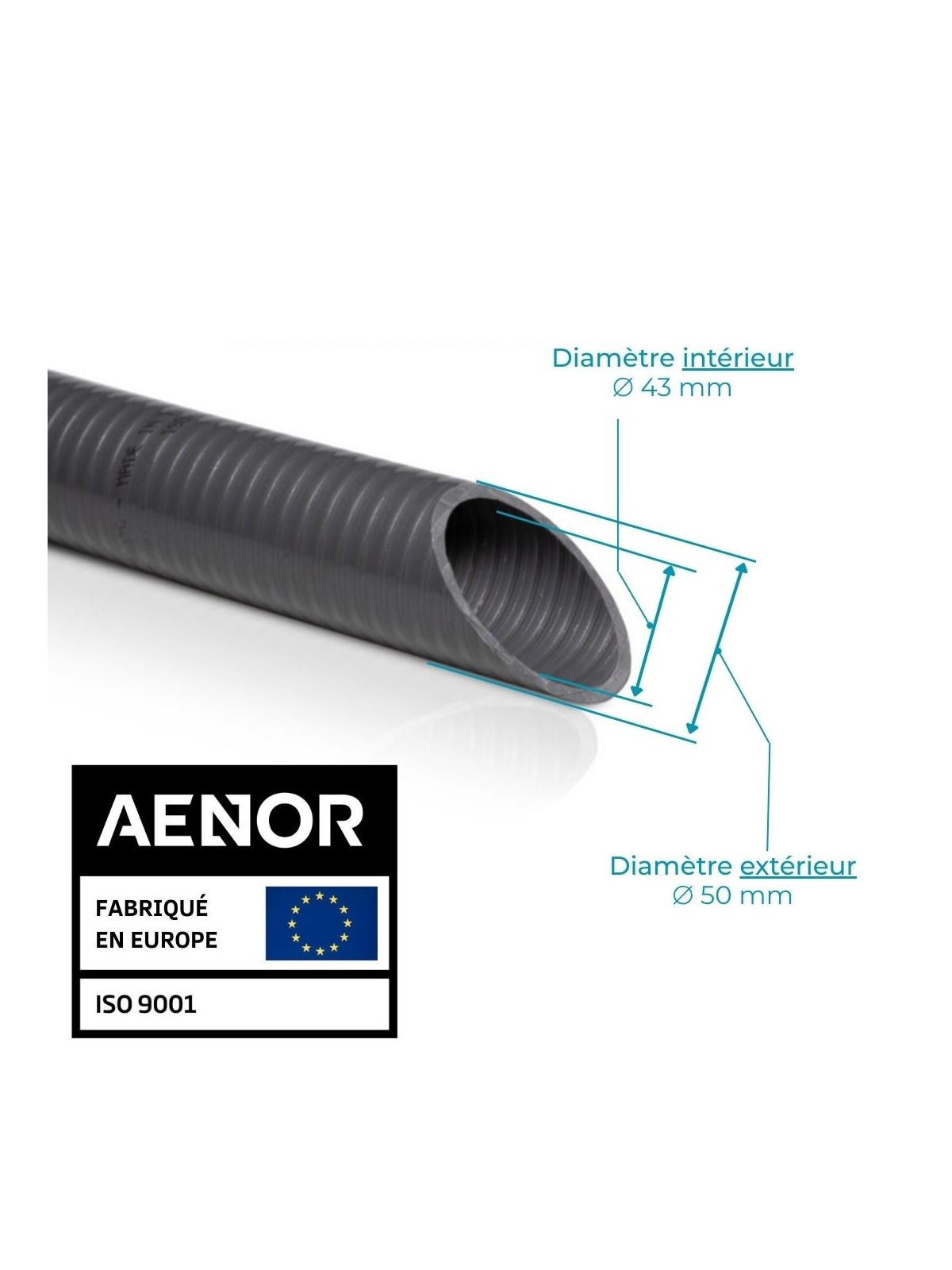 Gris Diamètre 50mm extérieur / 43mm intérieur