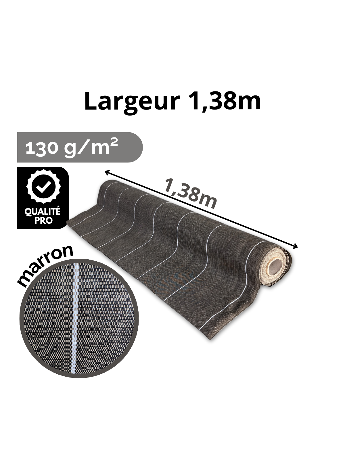Largeur 1,38m Marron 130gr/m² Toile de paillage