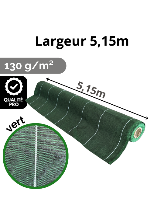 Largeur 5,15m Vert 130gr/m² Toile de paillage