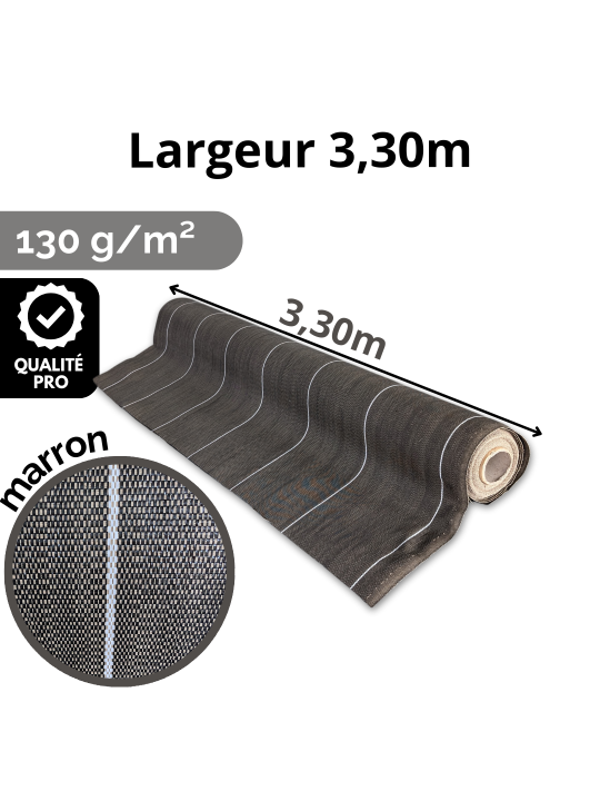 Largeur 3,30m Marron 130gr/m² Toile de paillage