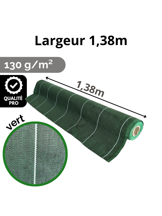 Largeur 1,38m Vert 130gr/m² Toile de paillage
