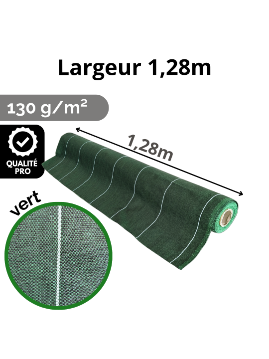 Largeur 1,28m Vert 130gr/m² Toile de paillage