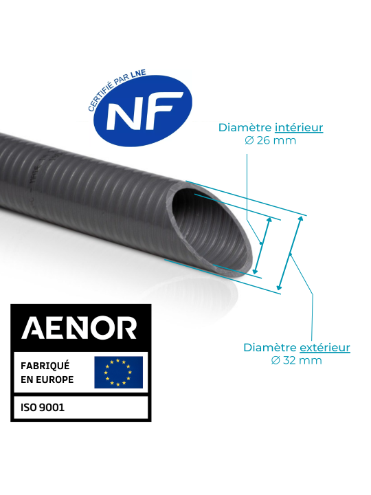 Gris Diamètre 32mm extérieur / 26mm intérieur