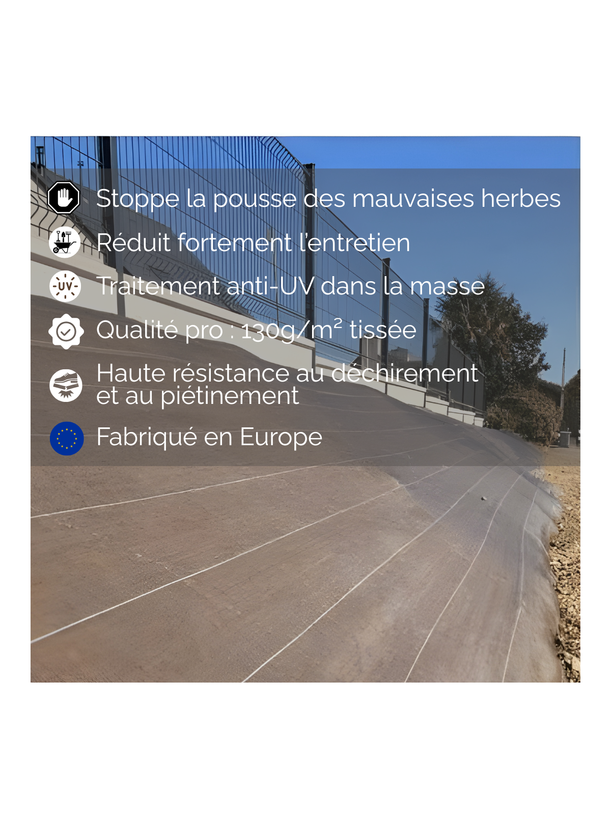 Largeur 2,07m Marron 130gr/m² Toile de paillage