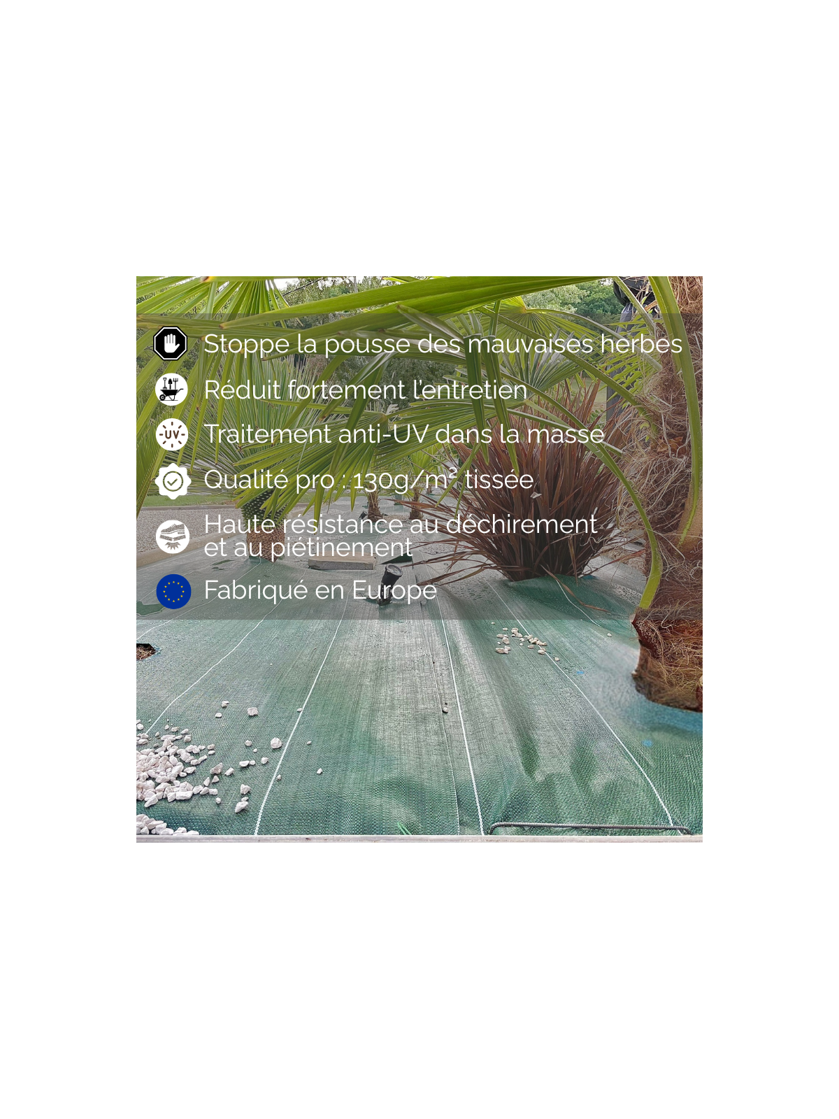 Largeur 5,15m Vert 130gr/m² Toile de paillage