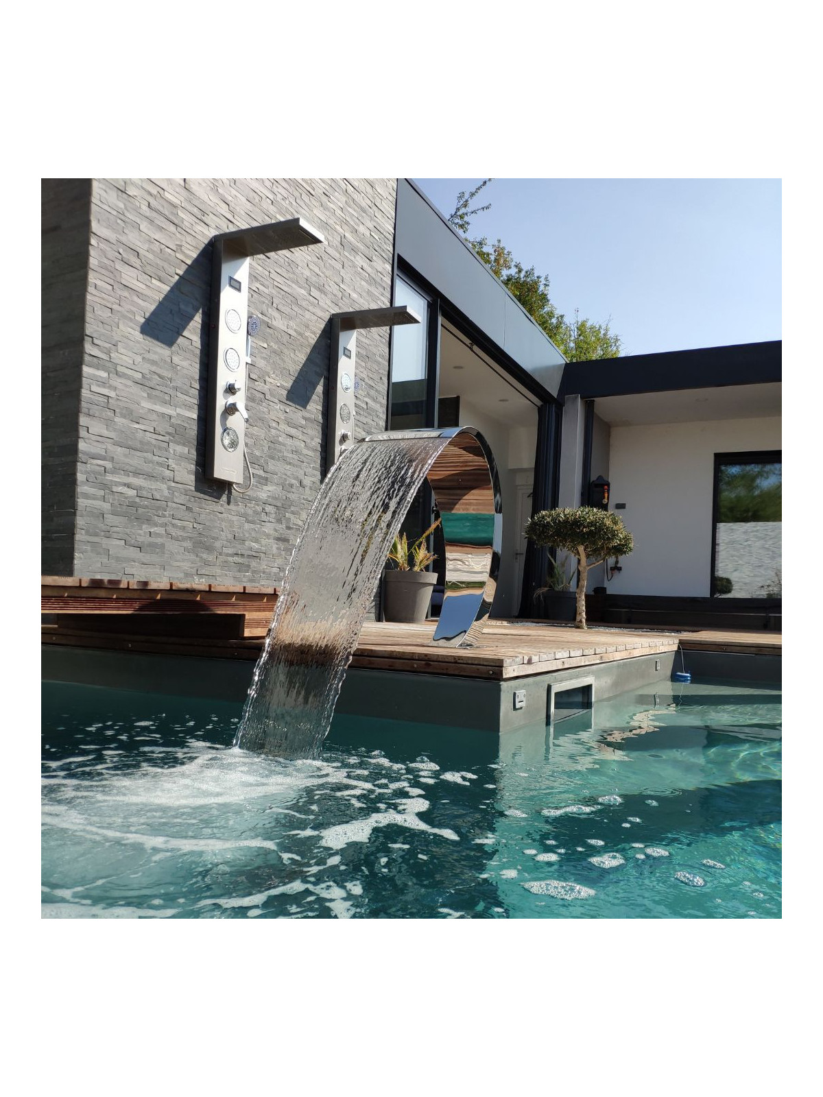 Fontaine Décorative Cascade Cobra INOX Pour Piscine Ou Bassin - Hauteur 80 Cm